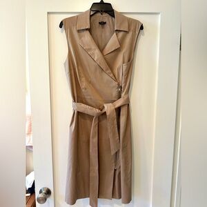 Ann Taylor Tan Midi Dress with Belt
